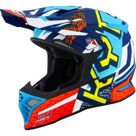 CAPACETE KYT SKYHAWK HYPERFLOW MATT - AZUL/VERMELHO