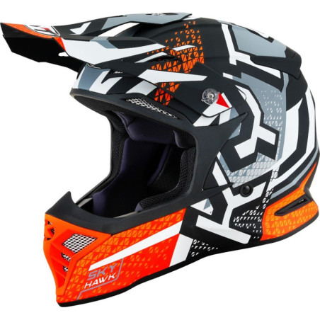 CAPACETE KYT SKYHAWK HYPERFLOW MATT - PRETO/LARANJA