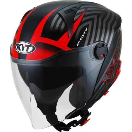 CAPACETE KYT D-CITY LUCENT - PRETO/VERMELHO