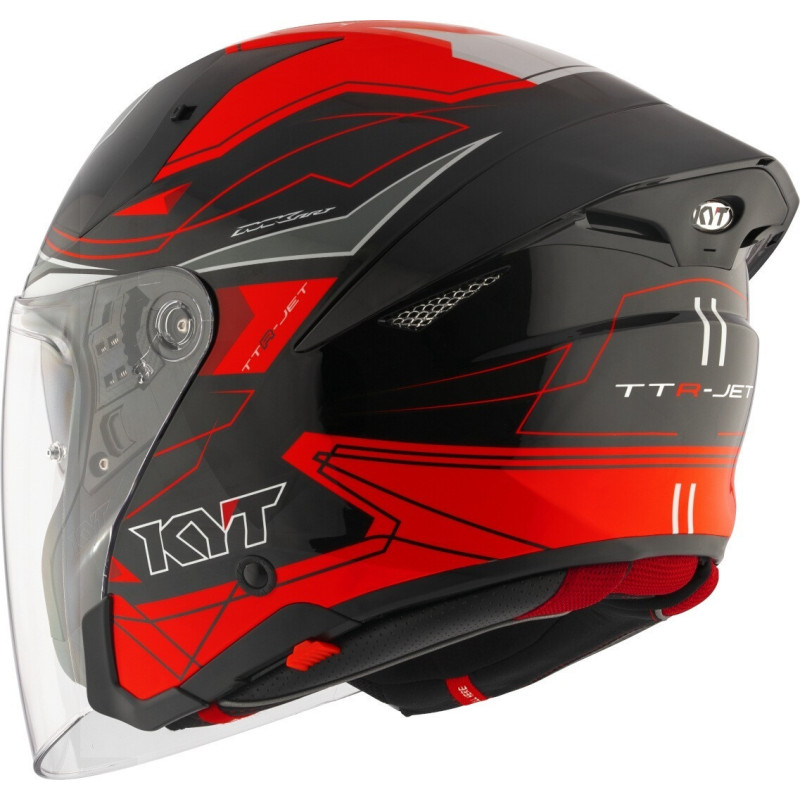 CAPACETE KYT TTR-JET LED - PRETO/VERMELHO