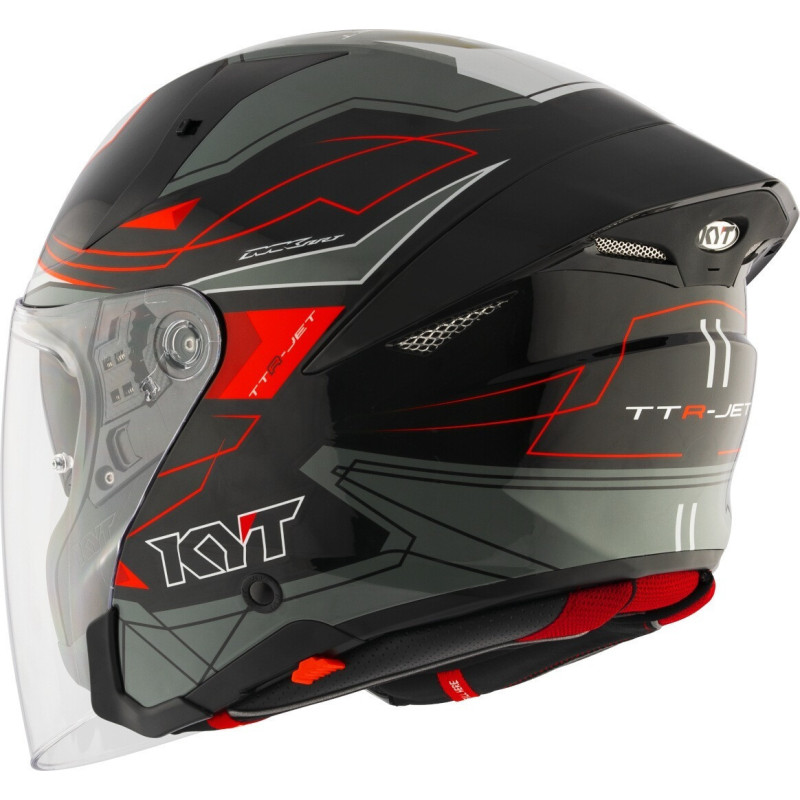 CAPACETE KYT TTR-JET LED - PRETO/CINZENTO