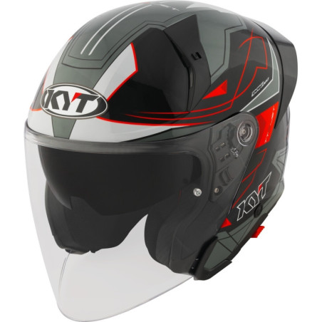CAPACETE KYT TTR-JET LED - PRETO/CINZENTO
